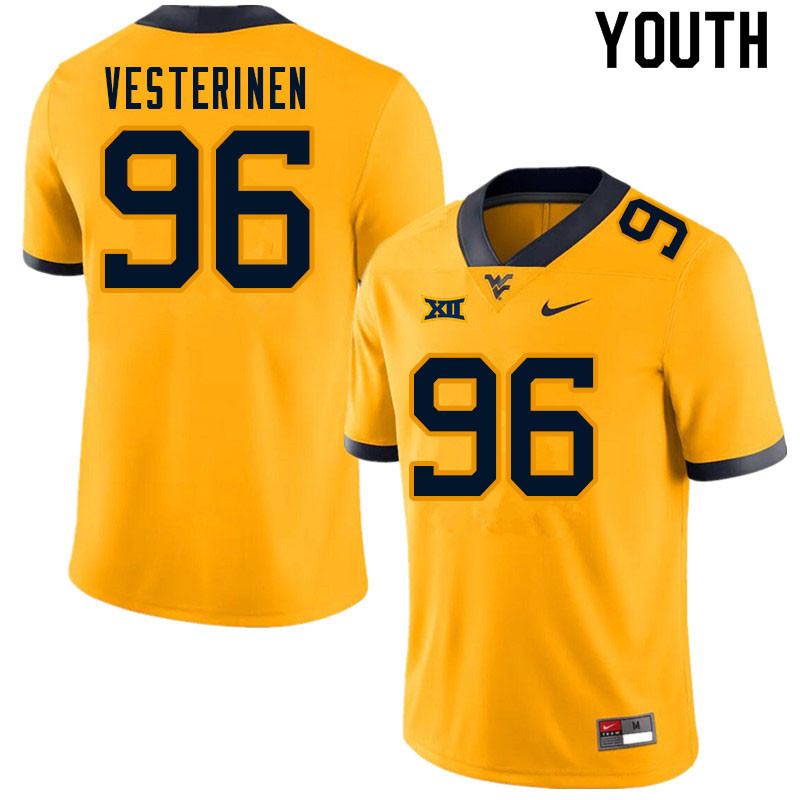 Youth #96 Edward Vesterinen West Virginia Mountaineers College Football Jerseys Sale-Gold